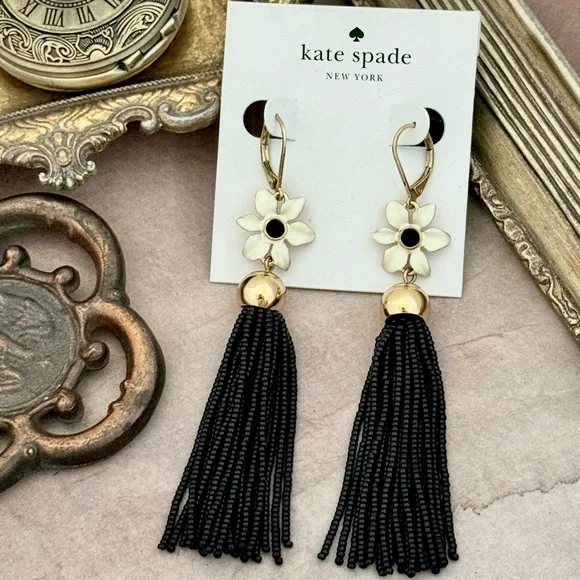 KATE SPADE • Lovely Lillies Tassel Boho Earrings - Picture 6 of 6
